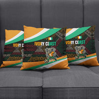 Ivory Coast Pillow Cover with Soccer Elephant and Tribal Pattern Design - Wonder Print Shop