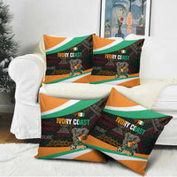 Ivory Coast Pillow Cover with Soccer Elephant and Tribal Pattern Design - Wonder Print Shop