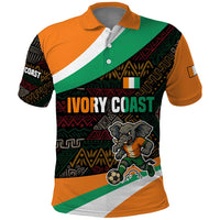 Ivory Coast Polo Shirt with Soccer Elephant and Tribal Pattern Design - Wonder Print Shop
