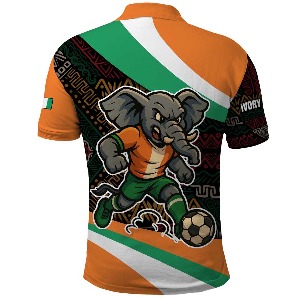 Ivory Coast Polo Shirt with Soccer Elephant and Tribal Pattern Design - Wonder Print Shop