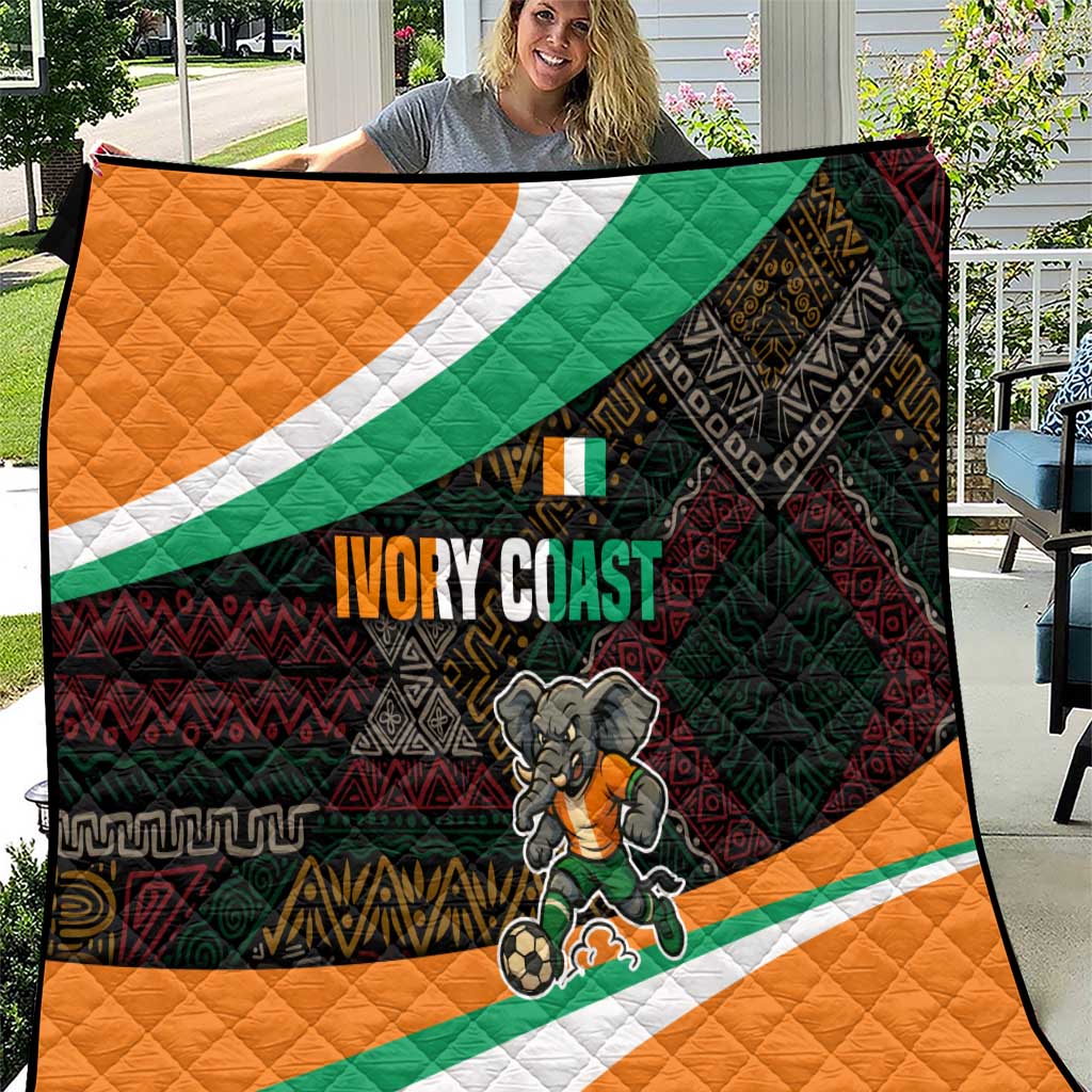 Ivory Coast Quilt with Soccer Elephant and Tribal Pattern Design - Wonder Print Shop