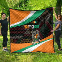 Ivory Coast Quilt with Soccer Elephant and Tribal Pattern Design - Wonder Print Shop