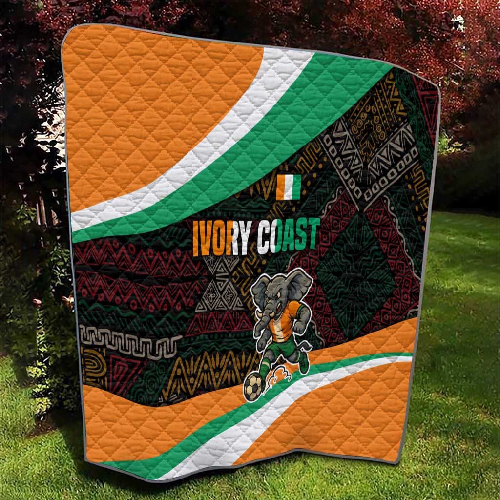 Ivory Coast Quilt with Soccer Elephant and Tribal Pattern Design - Wonder Print Shop