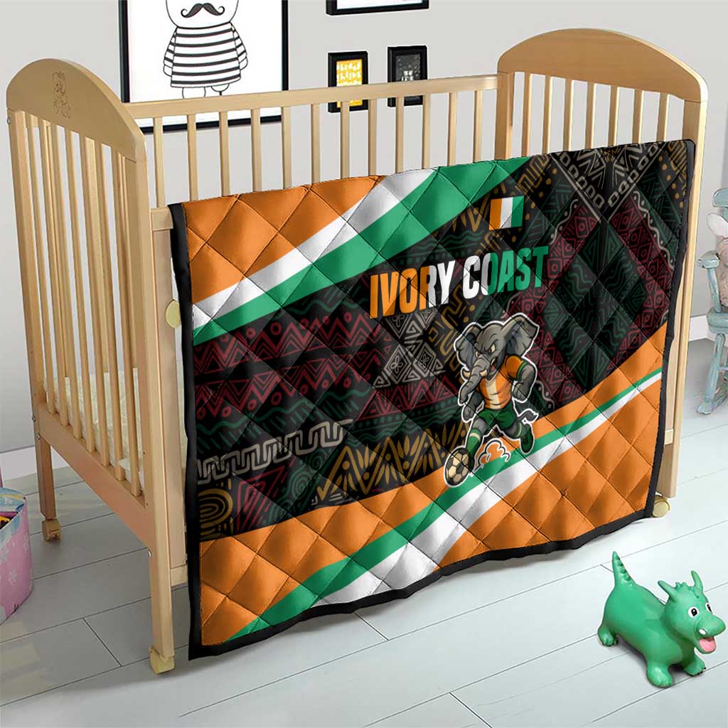 Ivory Coast Quilt with Soccer Elephant and Tribal Pattern Design - Wonder Print Shop