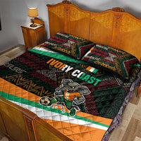 Ivory Coast Quilt Bed Set with Soccer Elephant and Tribal Pattern Design - Wonder Print Shop