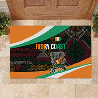 Ivory Coast Rubber Doormat with Soccer Elephant and Tribal Pattern Design - Wonder Print Shop