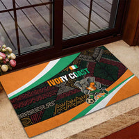 Ivory Coast Rubber Doormat with Soccer Elephant and Tribal Pattern Design - Wonder Print Shop