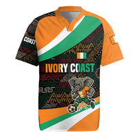 Ivory Coast Rugby Jersey with Soccer Elephant and Tribal Pattern Design - Wonder Print Shop
