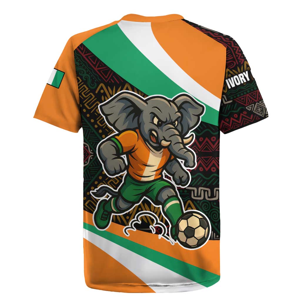 Ivory Coast Rugby Jersey with Soccer Elephant and Tribal Pattern Design - Wonder Print Shop