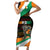 Ivory Coast Short Sleeve Bodycon Dress with Soccer Elephant and Tribal Pattern Design - Wonder Print Shop