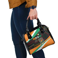 Ivory Coast Shoulder Handbag with Soccer Elephant and Tribal Pattern Design - Wonder Print Shop