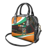 Ivory Coast Shoulder Handbag with Soccer Elephant and Tribal Pattern Design - Wonder Print Shop
