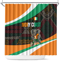 Ivory Coast Shower Curtain with Soccer Elephant and Tribal Pattern Design - Wonder Print Shop