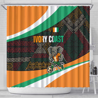 Ivory Coast Shower Curtain with Soccer Elephant and Tribal Pattern Design - Wonder Print Shop