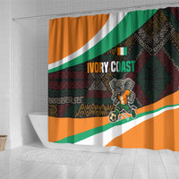 Ivory Coast Shower Curtain with Soccer Elephant and Tribal Pattern Design - Wonder Print Shop