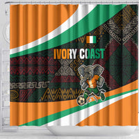 Ivory Coast Shower Curtain with Soccer Elephant and Tribal Pattern Design - Wonder Print Shop