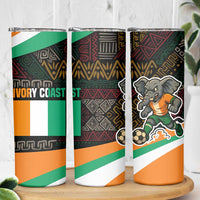 Ivory Coast Skinny Tumbler with Soccer Elephant and Tribal Pattern Design - Wonder Print Shop