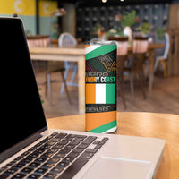 Ivory Coast Skinny Tumbler with Soccer Elephant and Tribal Pattern Design - Wonder Print Shop