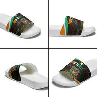 Ivory Coast Slide Sandals with Soccer Elephant and Tribal Pattern Design - Wonder Print Shop