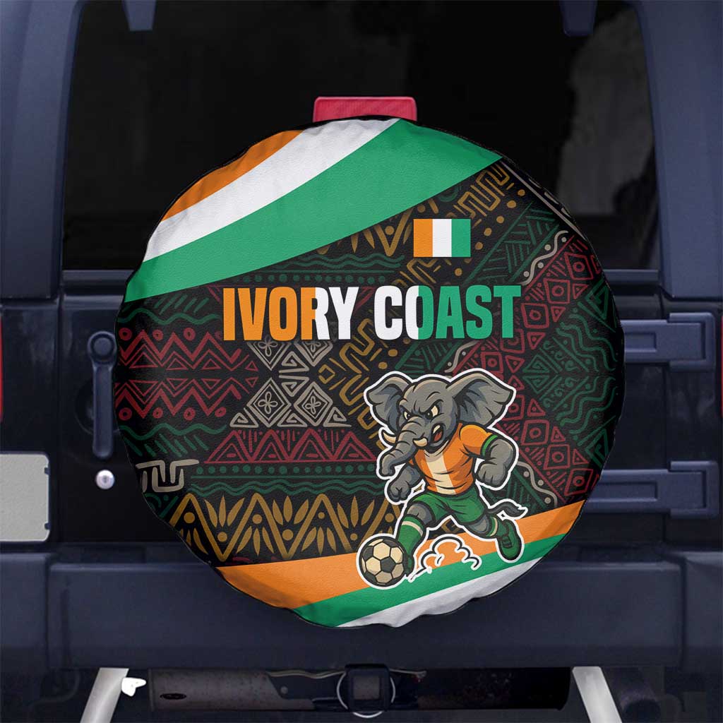 Ivory Coast Spare Tire Cover with Soccer Elephant and Tribal Pattern Design - Wonder Print Shop