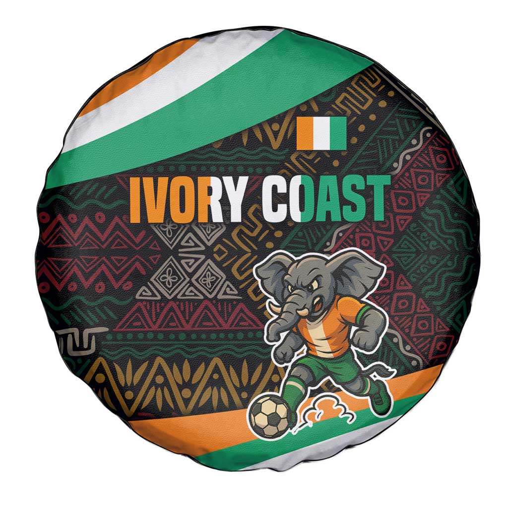 Ivory Coast Spare Tire Cover with Soccer Elephant and Tribal Pattern Design - Wonder Print Shop