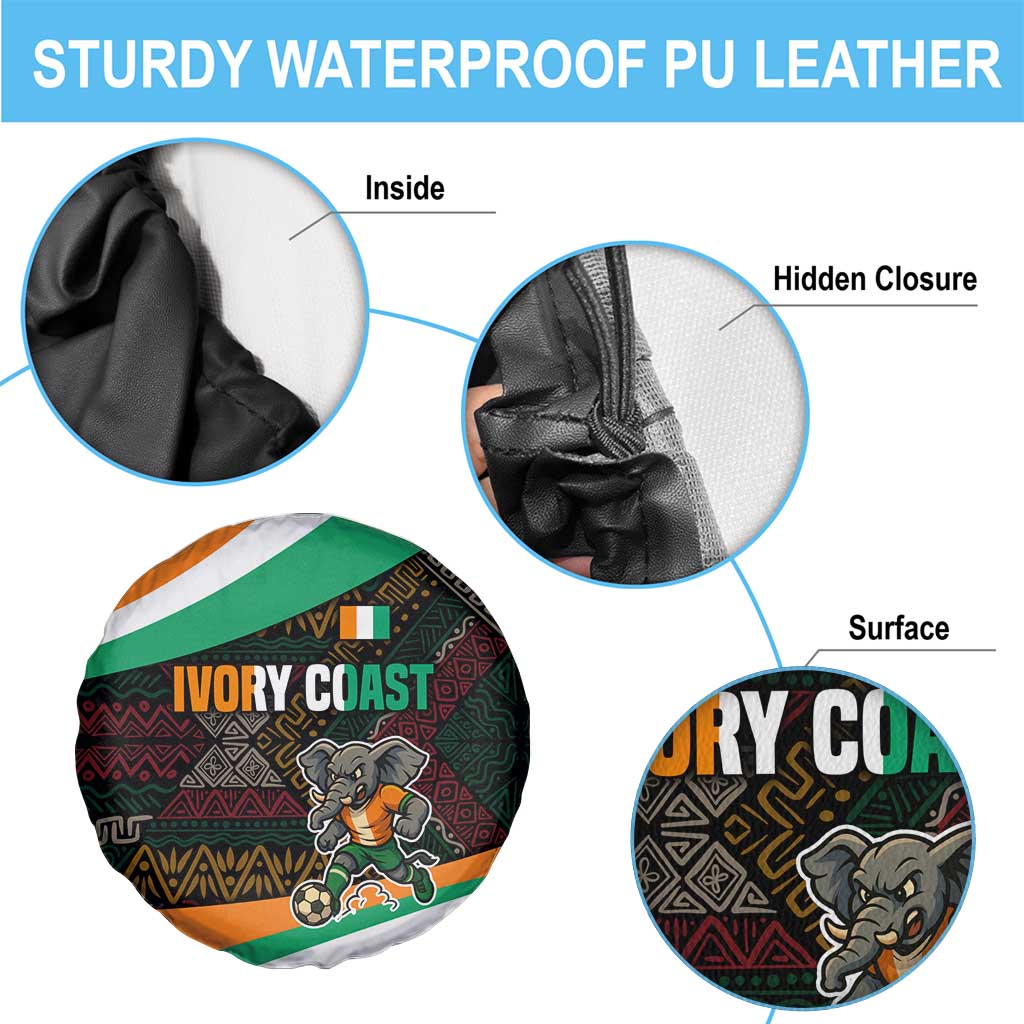 Ivory Coast Spare Tire Cover with Soccer Elephant and Tribal Pattern Design - Wonder Print Shop