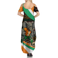 Ivory Coast Summer Maxi Dress with Soccer Elephant and Tribal Pattern Design - Wonder Print Shop