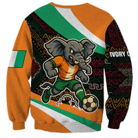 Ivory Coast Sweatshirt with Soccer Elephant and Tribal Pattern Design - Wonder Print Shop