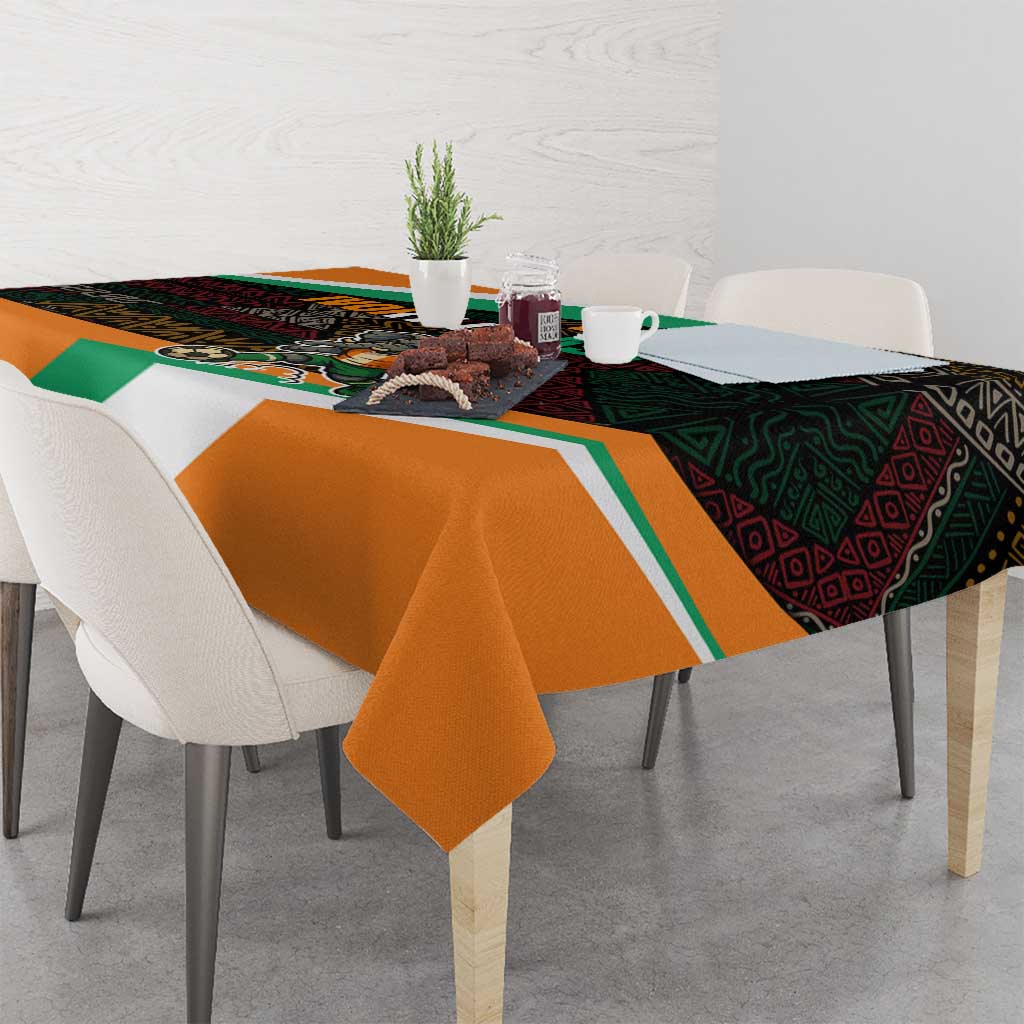 Ivory Coast Tablecloth with Soccer Elephant and Tribal Pattern Design - Wonder Print Shop