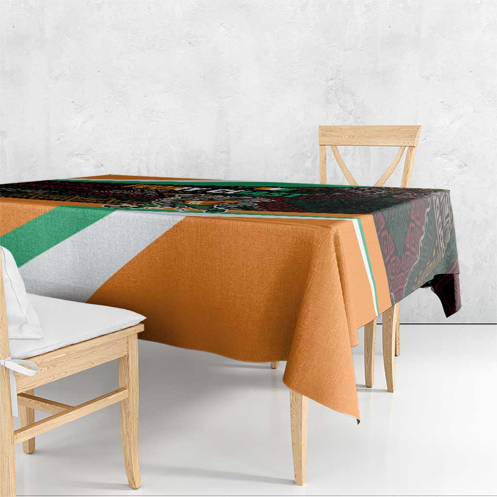 Ivory Coast Tablecloth with Soccer Elephant and Tribal Pattern Design - Wonder Print Shop