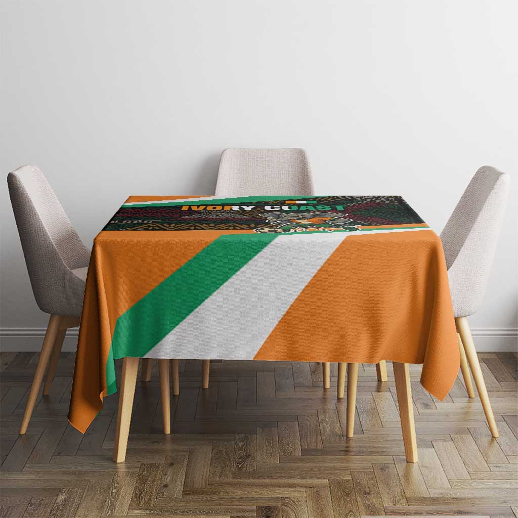 Ivory Coast Tablecloth with Soccer Elephant and Tribal Pattern Design - Wonder Print Shop