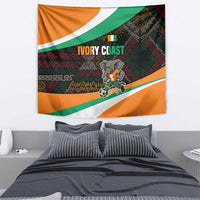 Ivory Coast Tapestry with Soccer Elephant and Tribal Pattern Design - Wonder Print Shop
