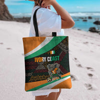 Ivory Coast Tote Bag with Soccer Elephant and Tribal Pattern Design - Wonder Print Shop