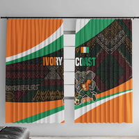 Ivory Coast Window Curtain with Soccer Elephant and Tribal Pattern Design - Wonder Print Shop