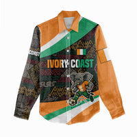 Ivory Coast Women Casual Shirt with Soccer Elephant and Tribal Pattern Design - Wonder Print Shop