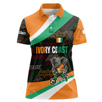 Ivory Coast Women Polo Shirt with Soccer Elephant and Tribal Pattern Design - Wonder Print Shop