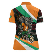 Ivory Coast Women Polo Shirt with Soccer Elephant and Tribal Pattern Design - Wonder Print Shop