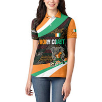 Ivory Coast Women Polo Shirt with Soccer Elephant and Tribal Pattern Design - Wonder Print Shop