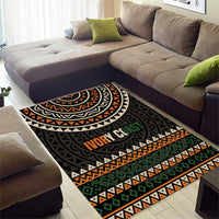 Ivory Coast Area Rug with Ethnic Geometric Pattern and National Motto Design - Wonder Print Shop