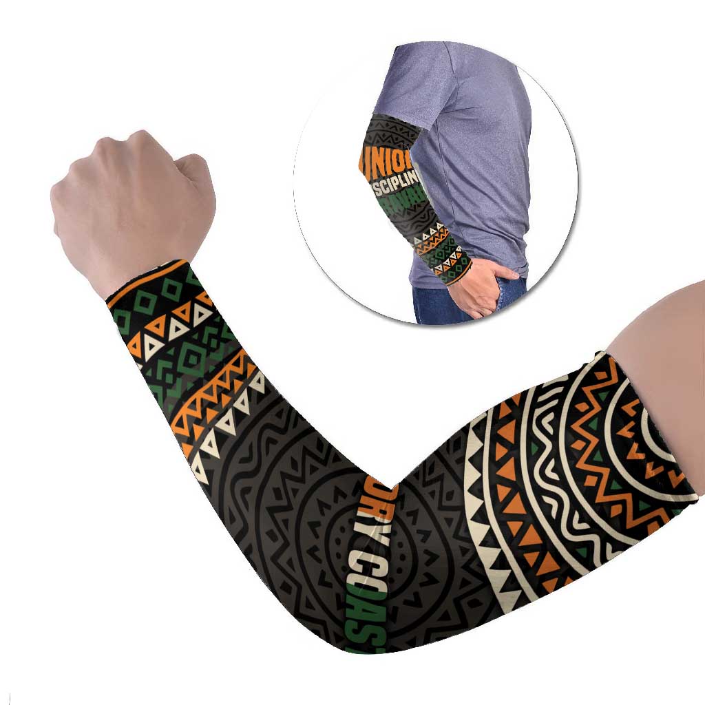 Ivory Coast Arm Sleeves with Ethnic Geometric Pattern and National Motto Design - Wonder Print Shop