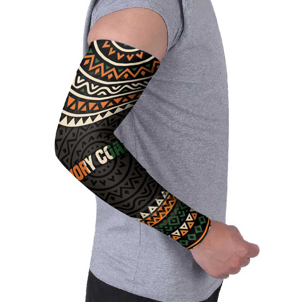 Ivory Coast Arm Sleeves with Ethnic Geometric Pattern and National Motto Design - Wonder Print Shop