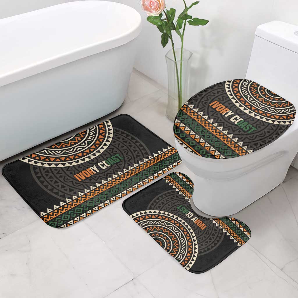 Ivory Coast Bathroom Set with Ethnic Geometric Pattern and National Motto Design - Wonder Print Shop