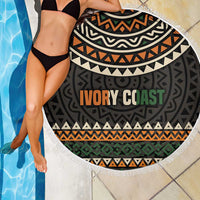 Ivory Coast Beach Blanket with Ethnic Geometric Pattern and National Motto Design - Wonder Print Shop