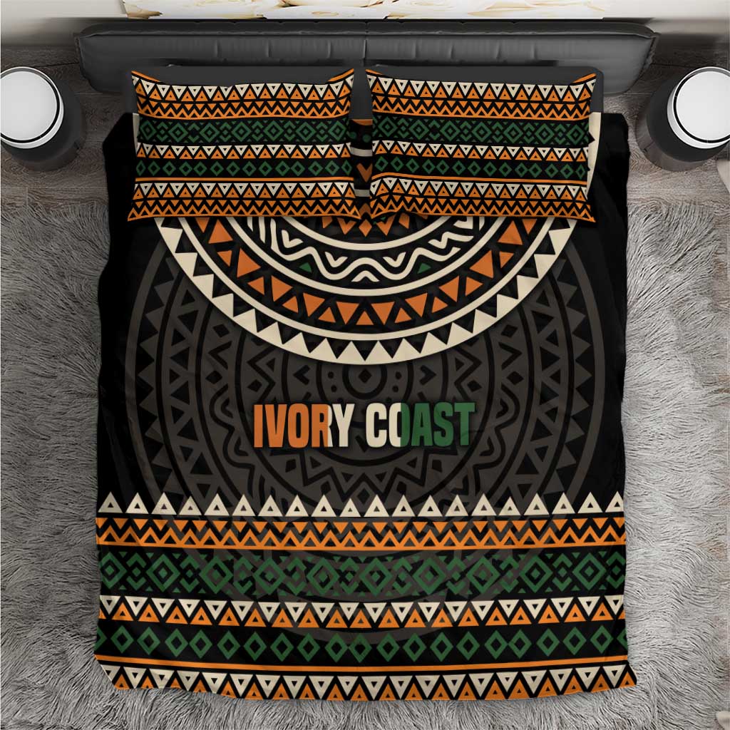 Ivory Coast Bedding Set with Ethnic Geometric Pattern and National Motto Design - Wonder Print Shop