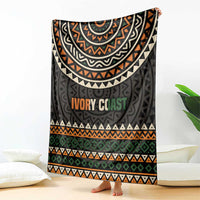 Ivory Coast Blanket with Ethnic Geometric Pattern and National Motto Design - Wonder Print Shop