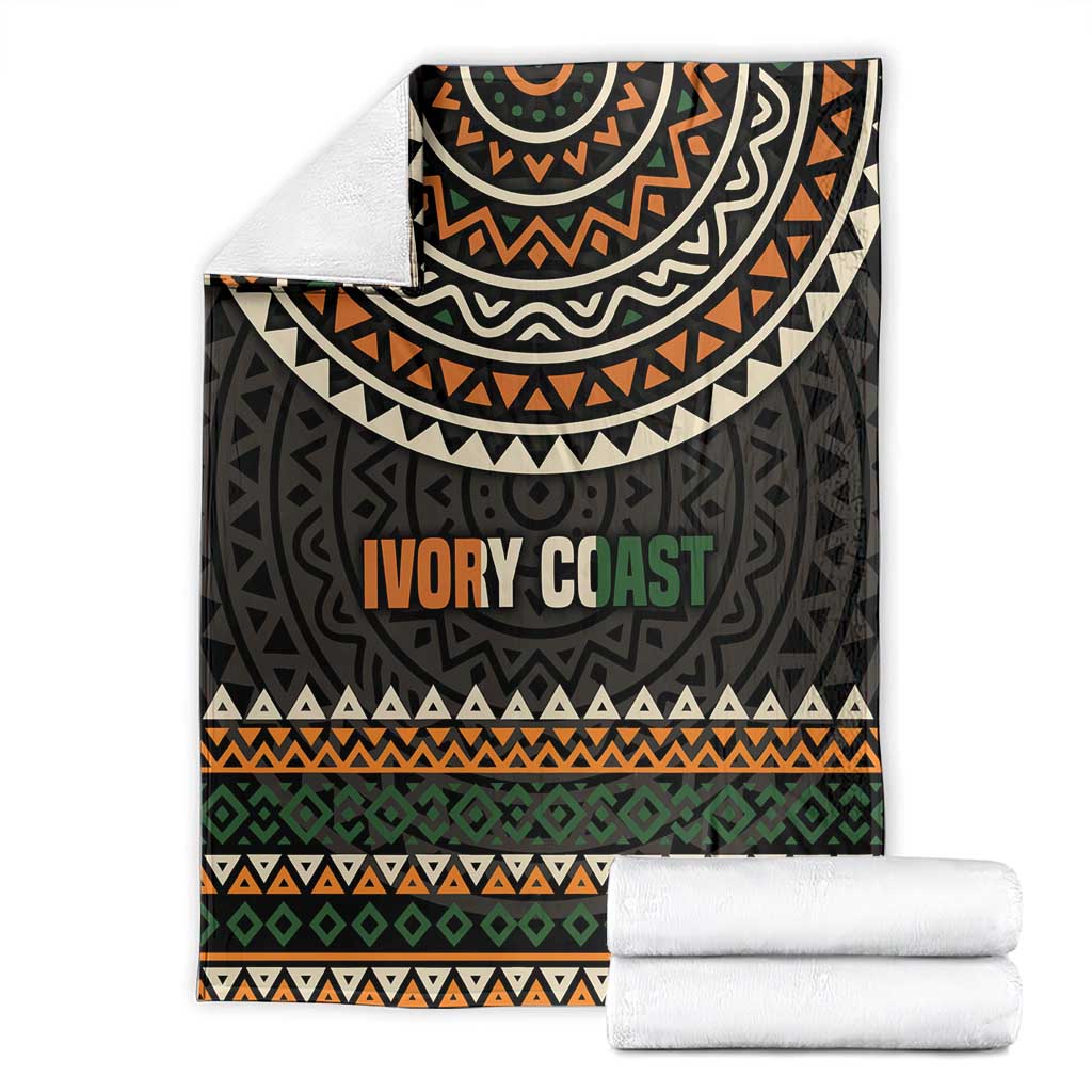Ivory Coast Blanket with Ethnic Geometric Pattern and National Motto Design - Wonder Print Shop