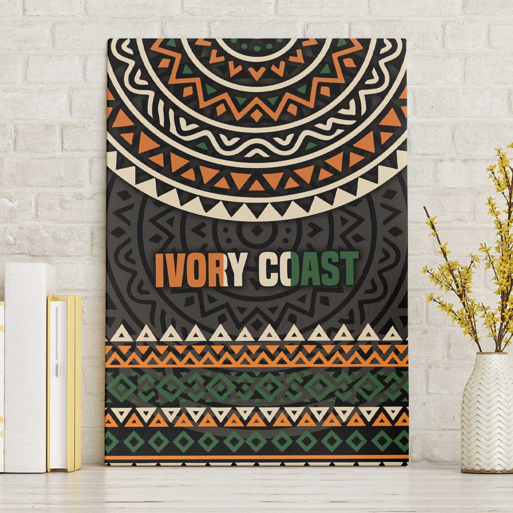 Ivory Coast Canvas Wall Art with Ethnic Geometric Pattern and National Motto Design - Wonder Print Shop