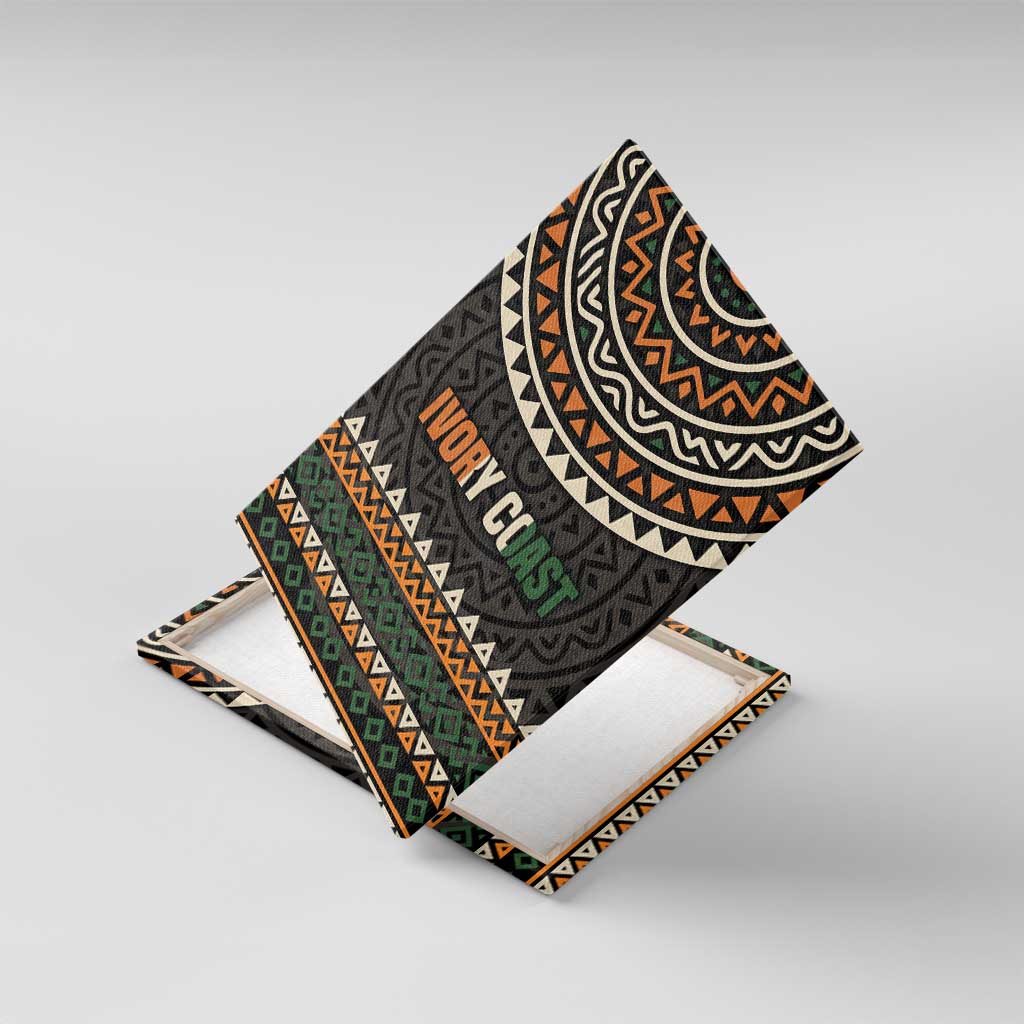 Ivory Coast Canvas Wall Art with Ethnic Geometric Pattern and National Motto Design - Wonder Print Shop