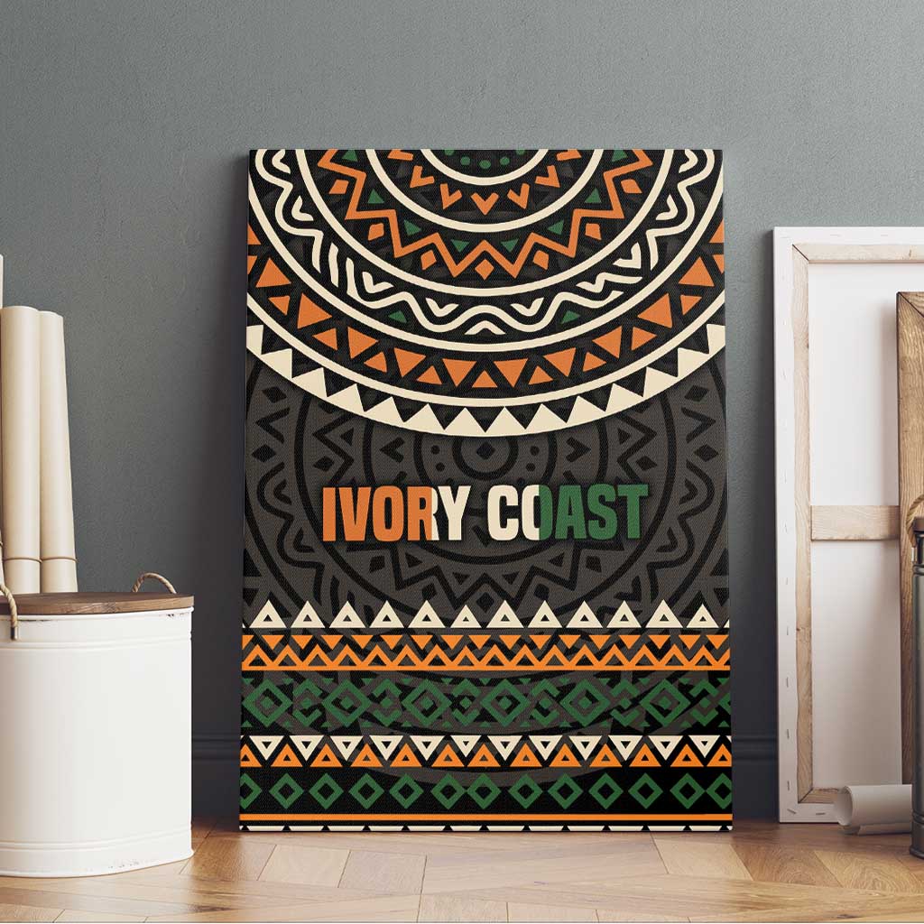 Ivory Coast Canvas Wall Art with Ethnic Geometric Pattern and National Motto Design - Wonder Print Shop