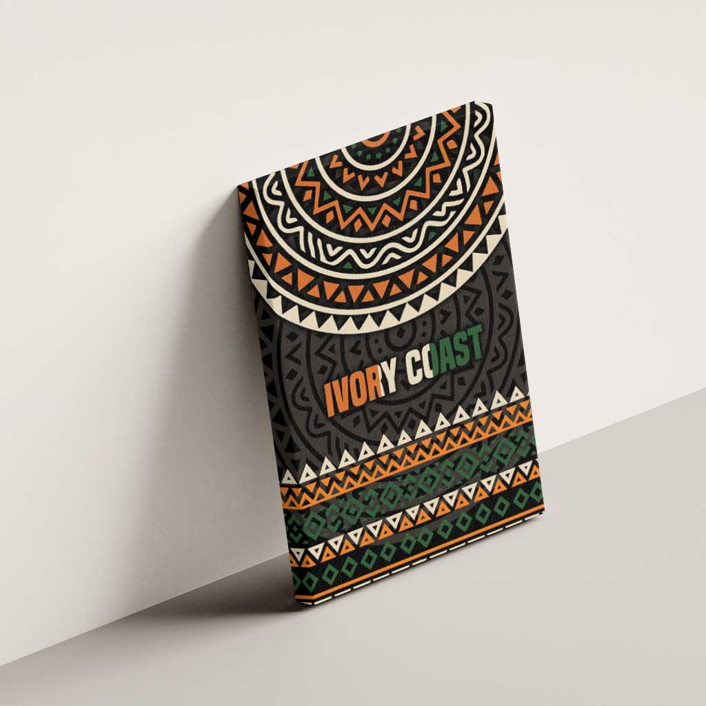 Ivory Coast Canvas Wall Art with Ethnic Geometric Pattern and National Motto Design - Wonder Print Shop